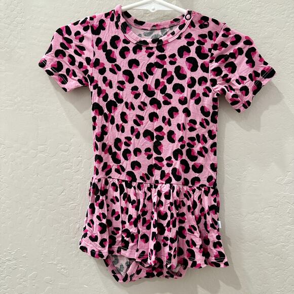 Posh Peanut Pink Cheetah Animal Print Skirted Bodysuit - Picture 1 of 7